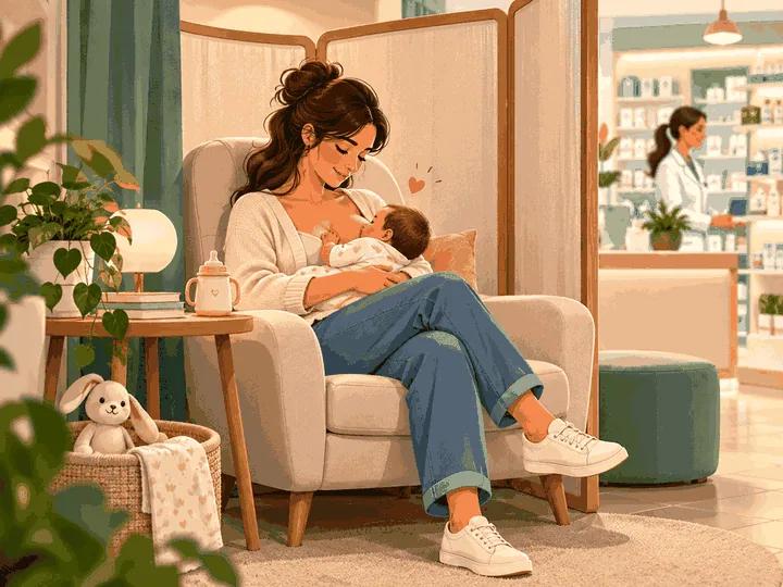 Illustrazione animata: Spazio allattamento