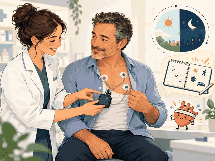 Illustrazione animata: Holter cardiaco