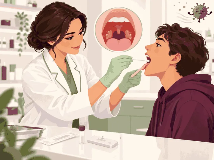 Illustrazione animata: Tampone rapido streptococco A