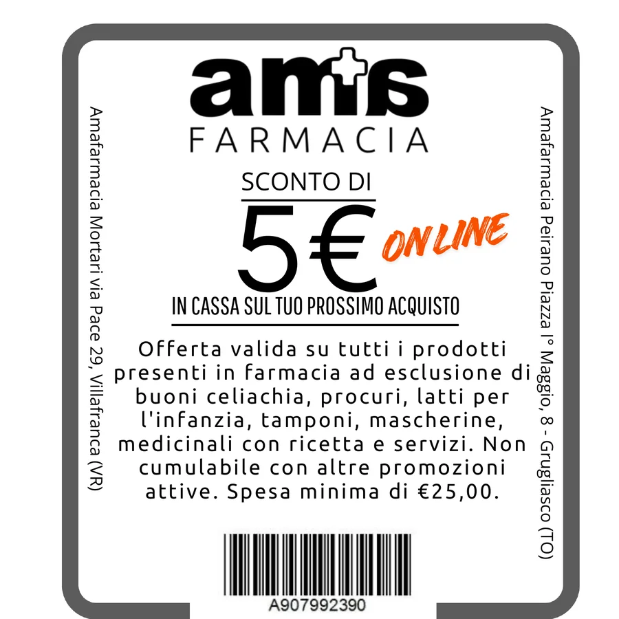 Buono Amafarmacia da 5 euro. Le condizioni sono riportate nel testo della pagina. Codice A907992390.